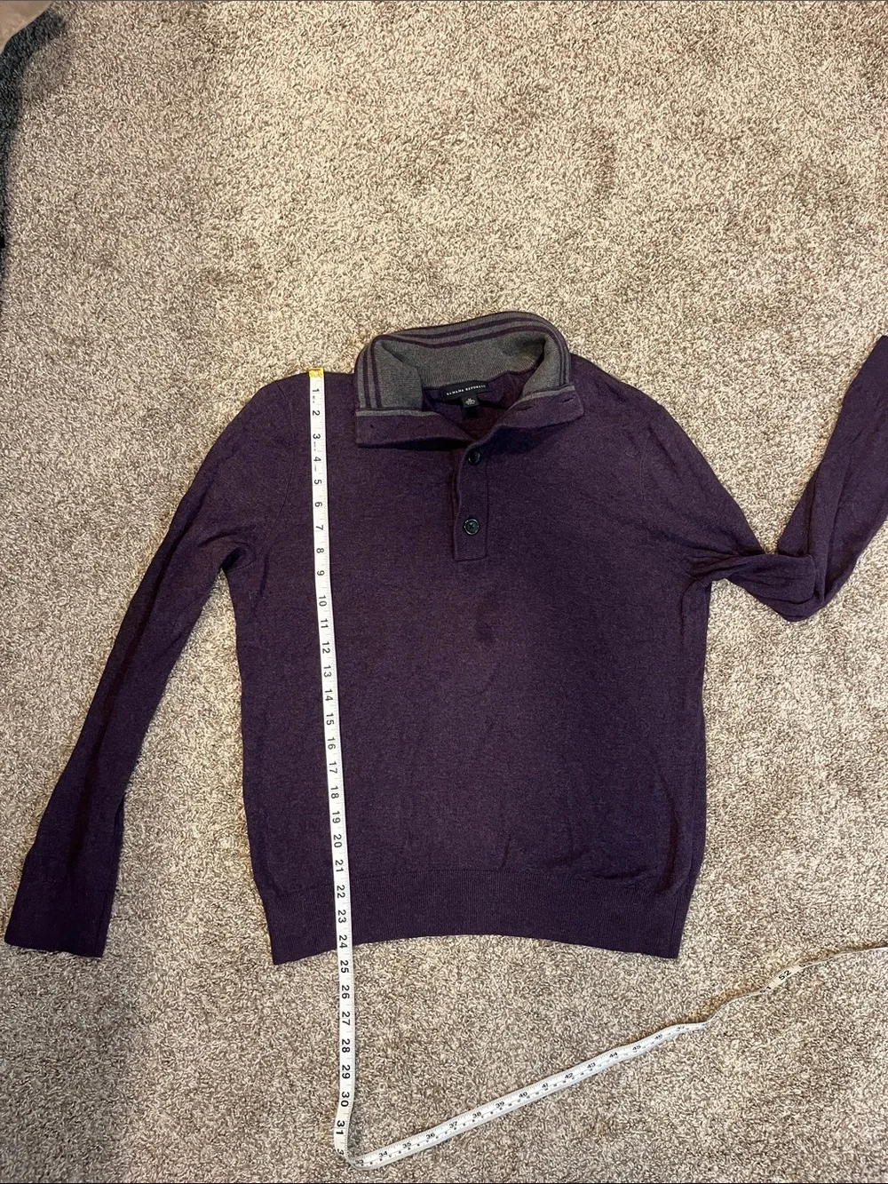 Banana Republic 100% Cotton Quarter Button Sweater in Purple Size Medium